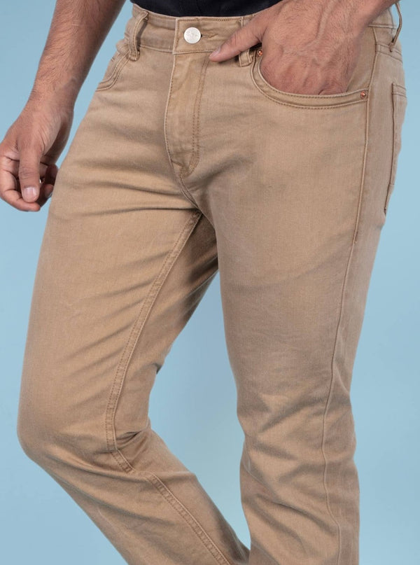 Custom made British Khaki Straight Fit Jeans for Men