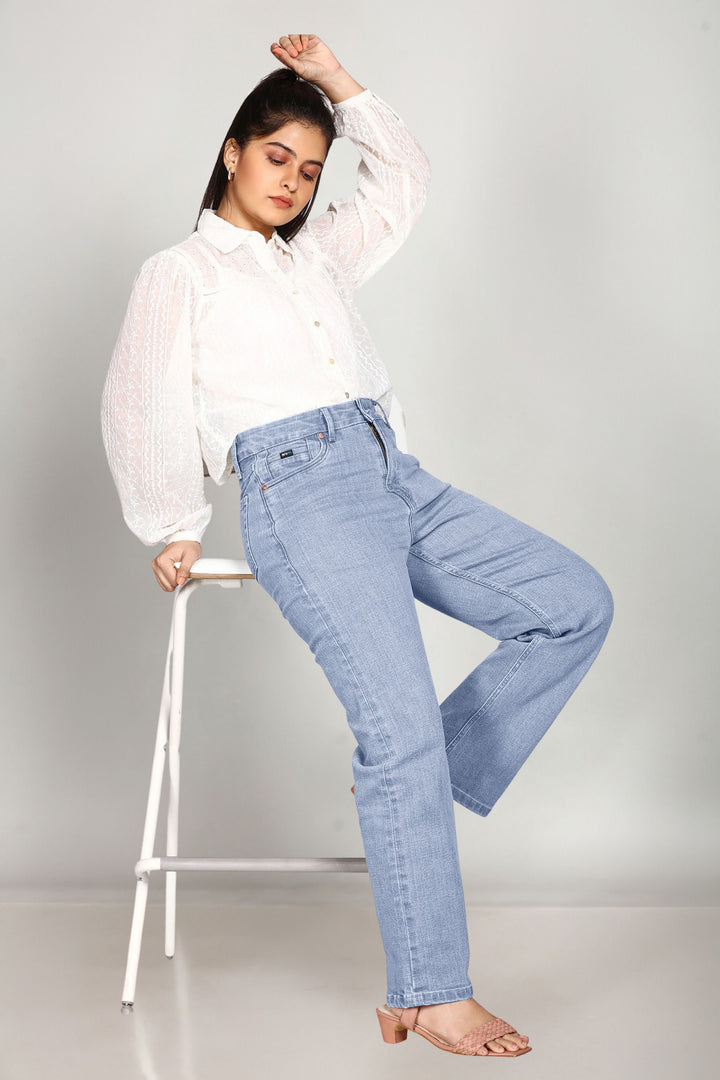 Custom Made Glacier Blue Women's Straight Fit Jeans