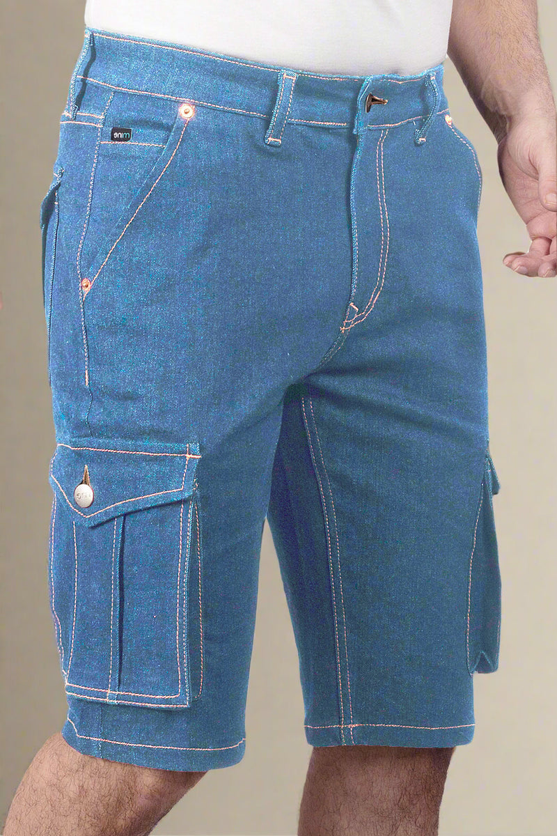 Custom Made Mid Blue Mens Cargo Shorts