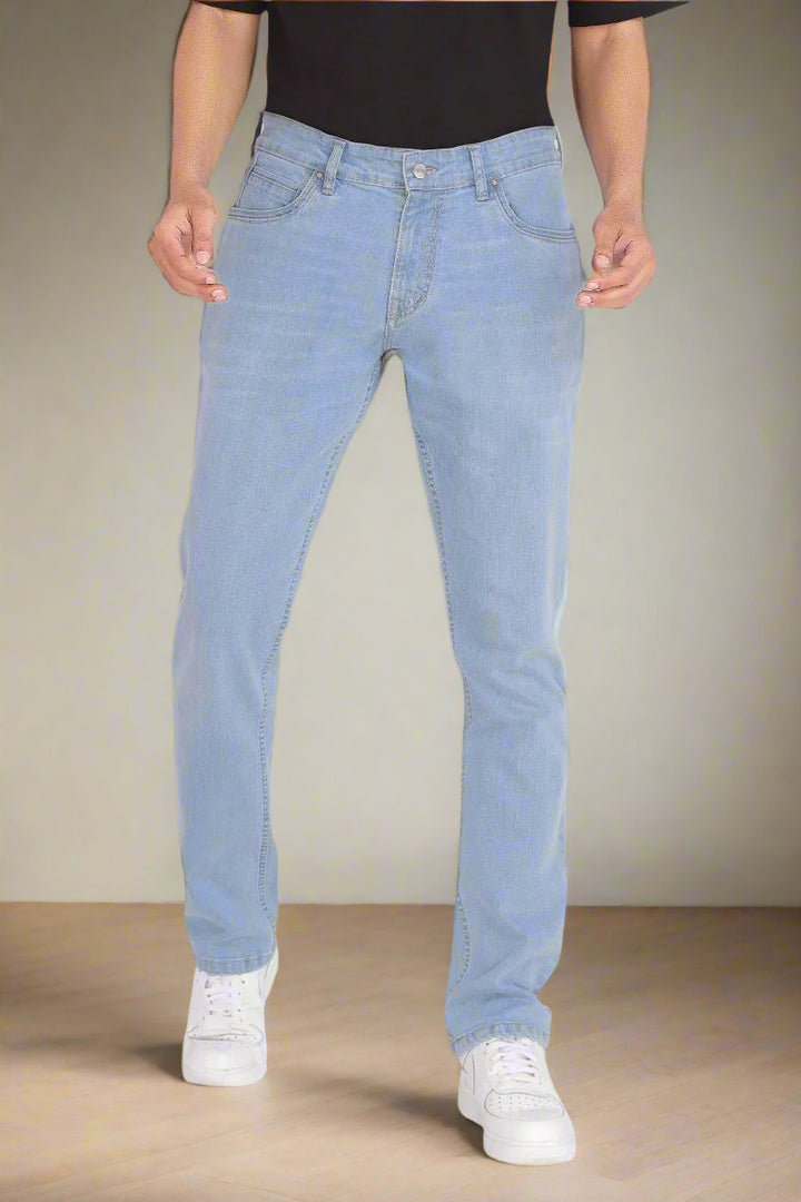 Custom made Glacier Blue Straight Fit Jeans Pants for Men
