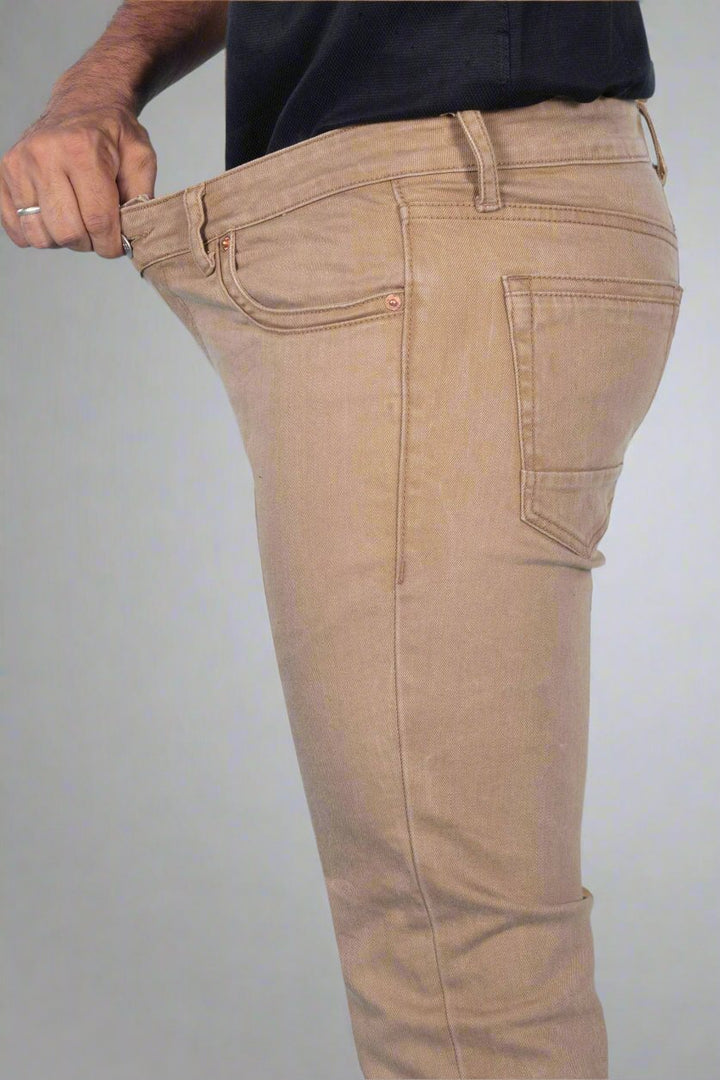 Custom made British Khaki Straight Fit Jeans Pants for Men