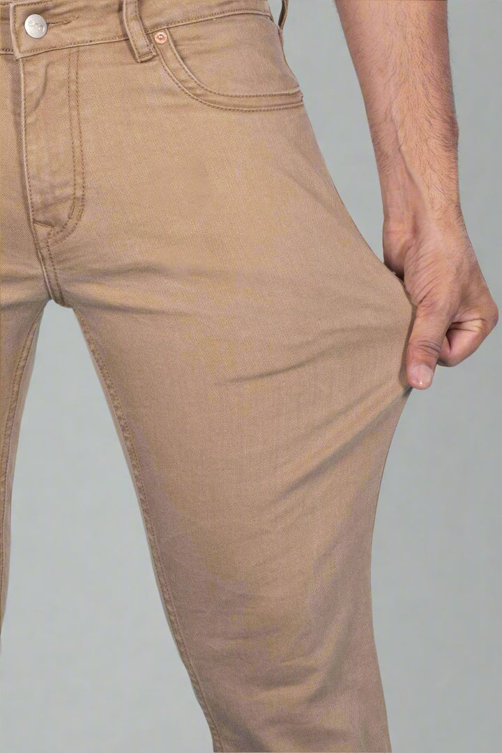Custom made British Khaki Straight Fit Jeans Pants for Men