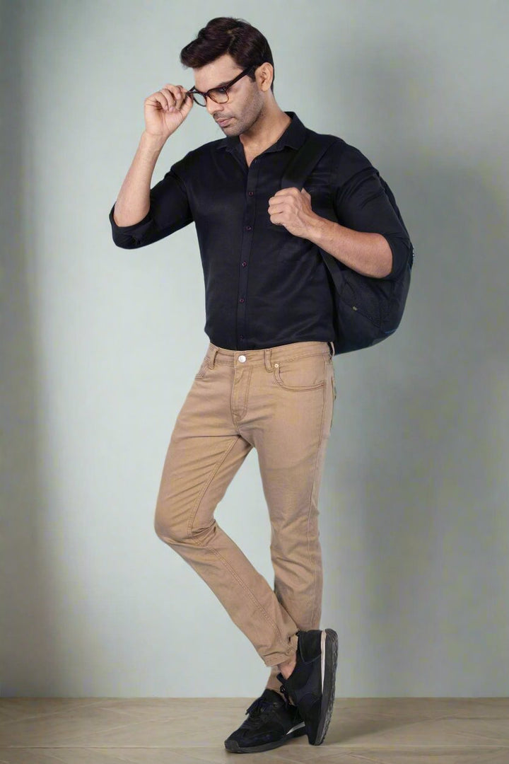 Custom made British Khaki Straight Fit Jeans Pants for Men