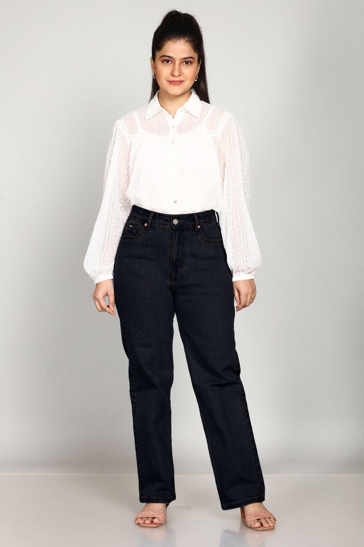 Custom Made Carbon lack Women's Straight Fit Jeans