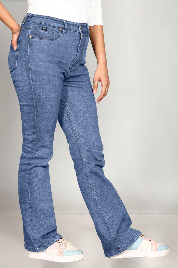 Custom Made Mid Blue Women's Boot Cut Jeans
