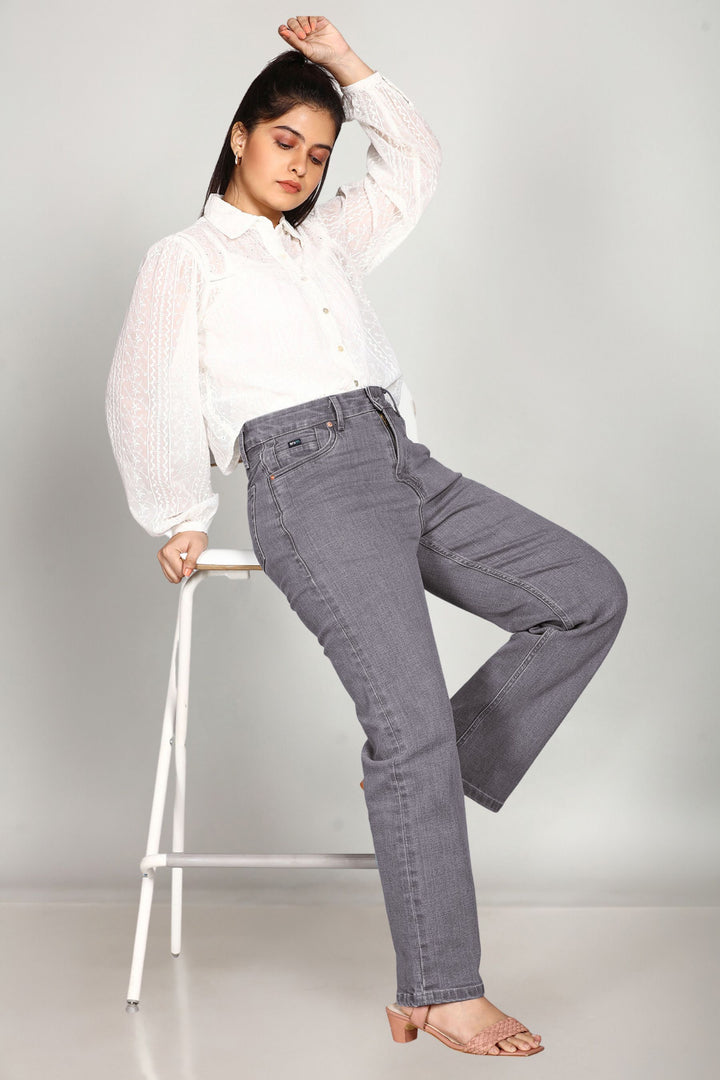Custom Made Charcoal Women's Straight Fit Jeans