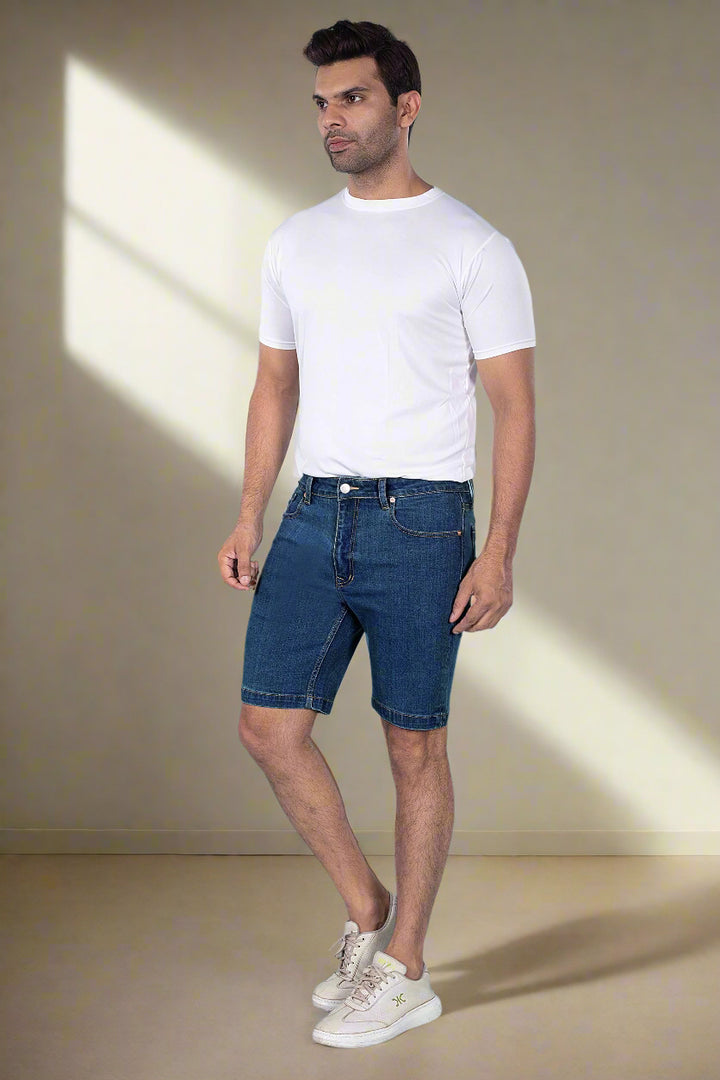 Custom Made Deep Space Blue Mens Denim Shorts 