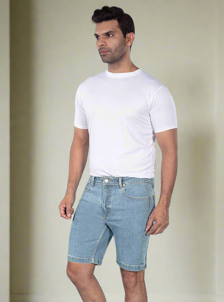 Custom Made Glacier Blue Mens Denim Shorts 