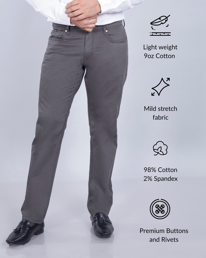 Custom made Charcoal Cotton Stretch Jeanos for Men