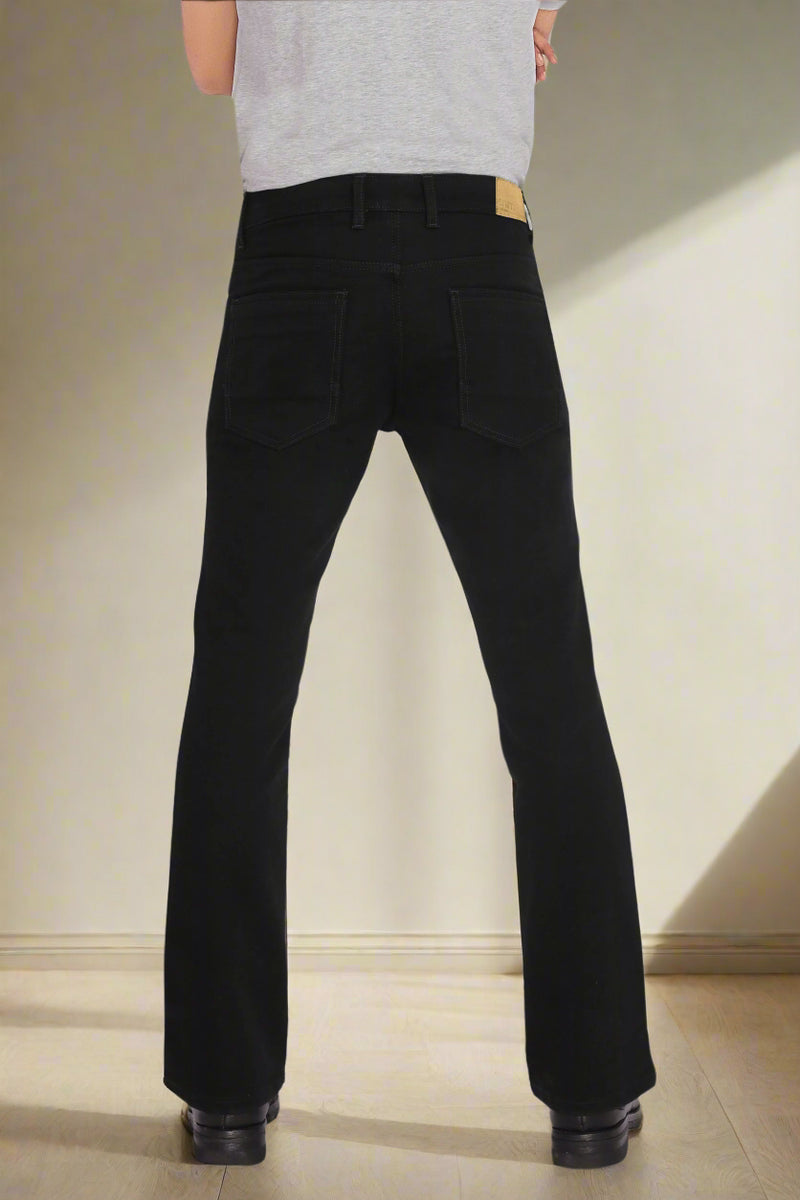 Custom Made Pure Black Bootcut Jeans Pants for Men