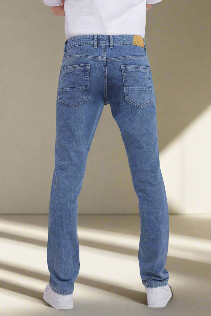 Custom made Mid Blue Straight Fit Jeans Pants for Men
