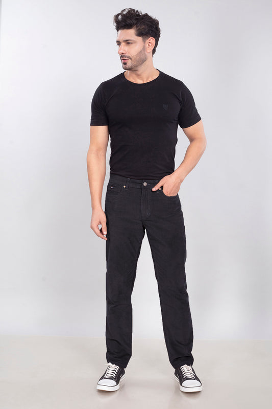 Custom made pure black Men's Straight Fit Corduroy