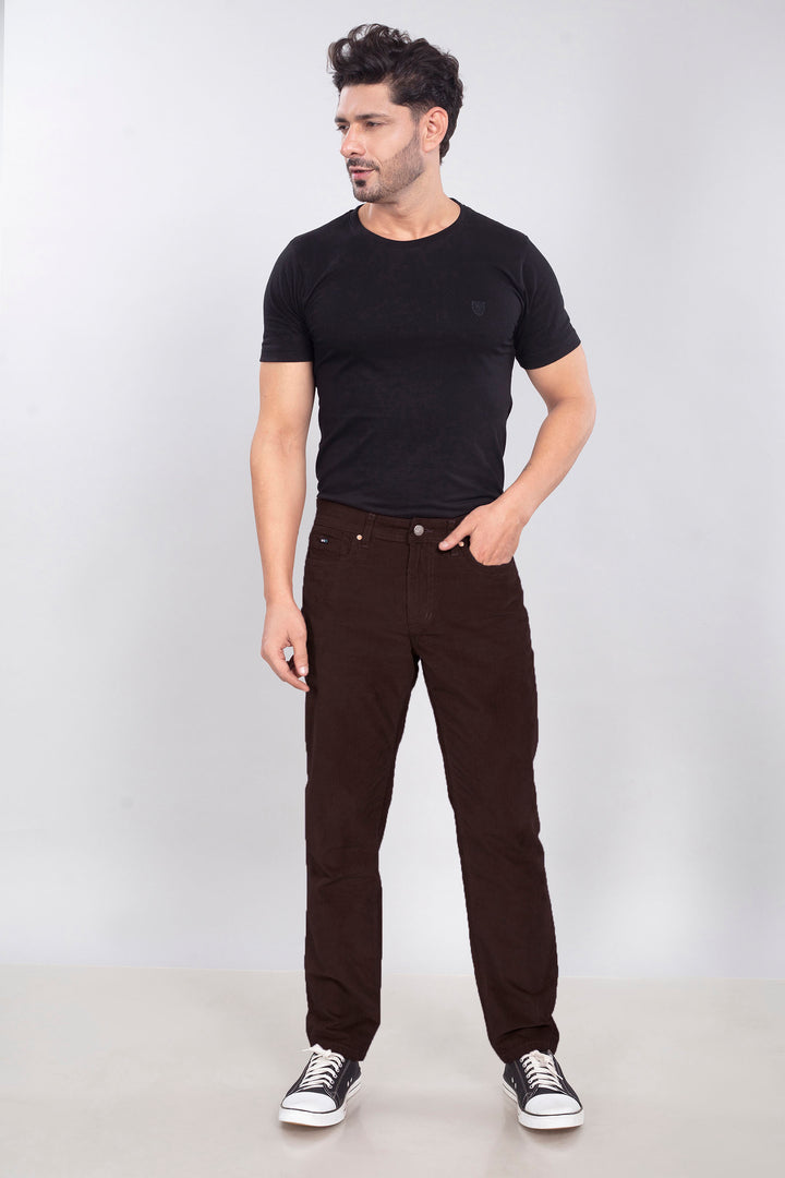 Custom made Coffee Brown Men's Straight Fit Corduroy
