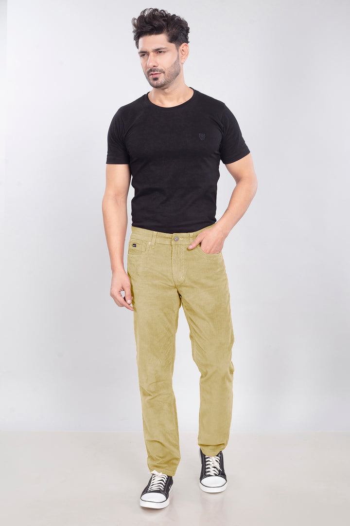 Custom made Beige Stretch Corduroy Jeans for Men