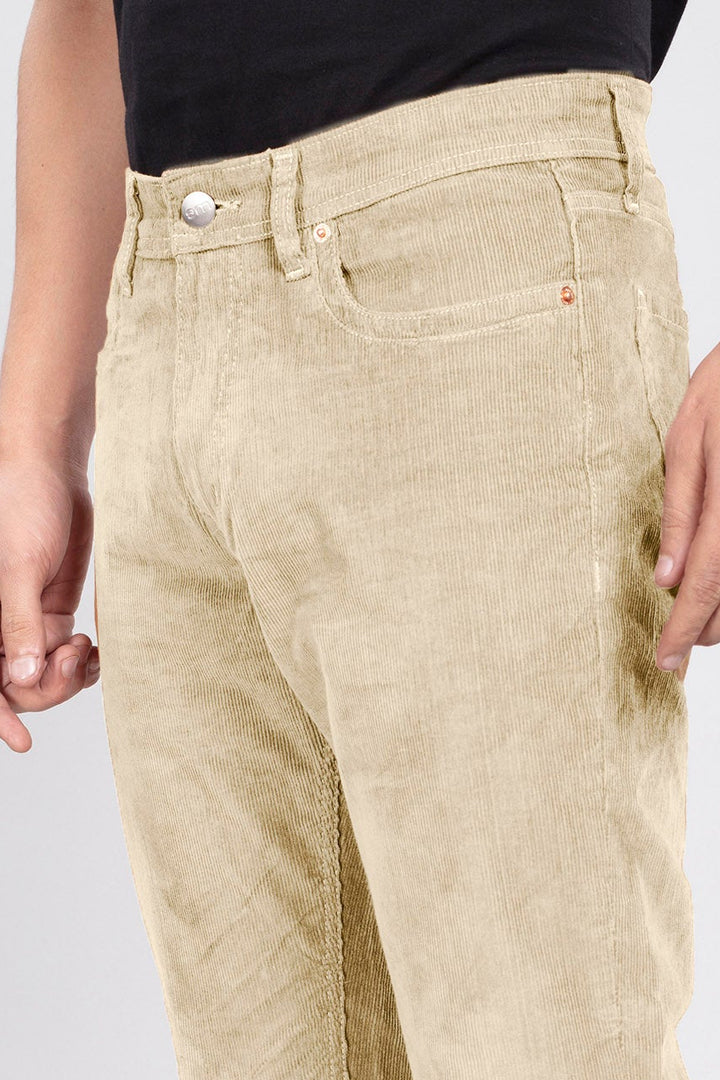 Custom-Made Cream Corduroy Pants for Men