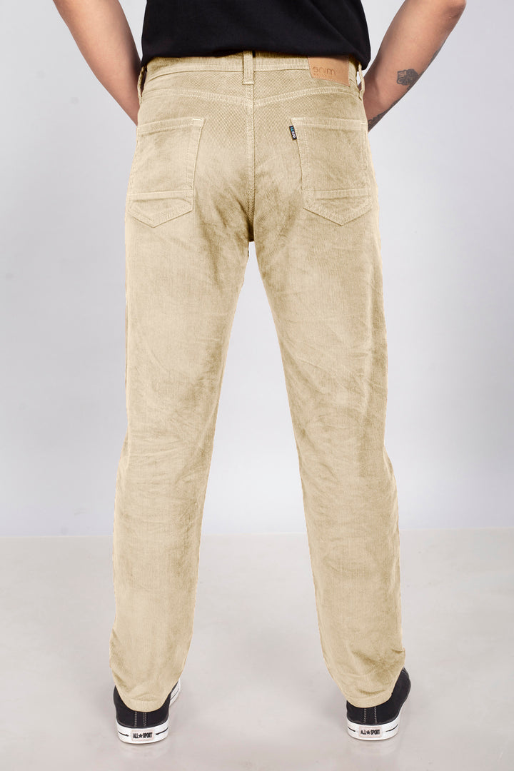 Custom-Made Cream Corduroy Pants for Men