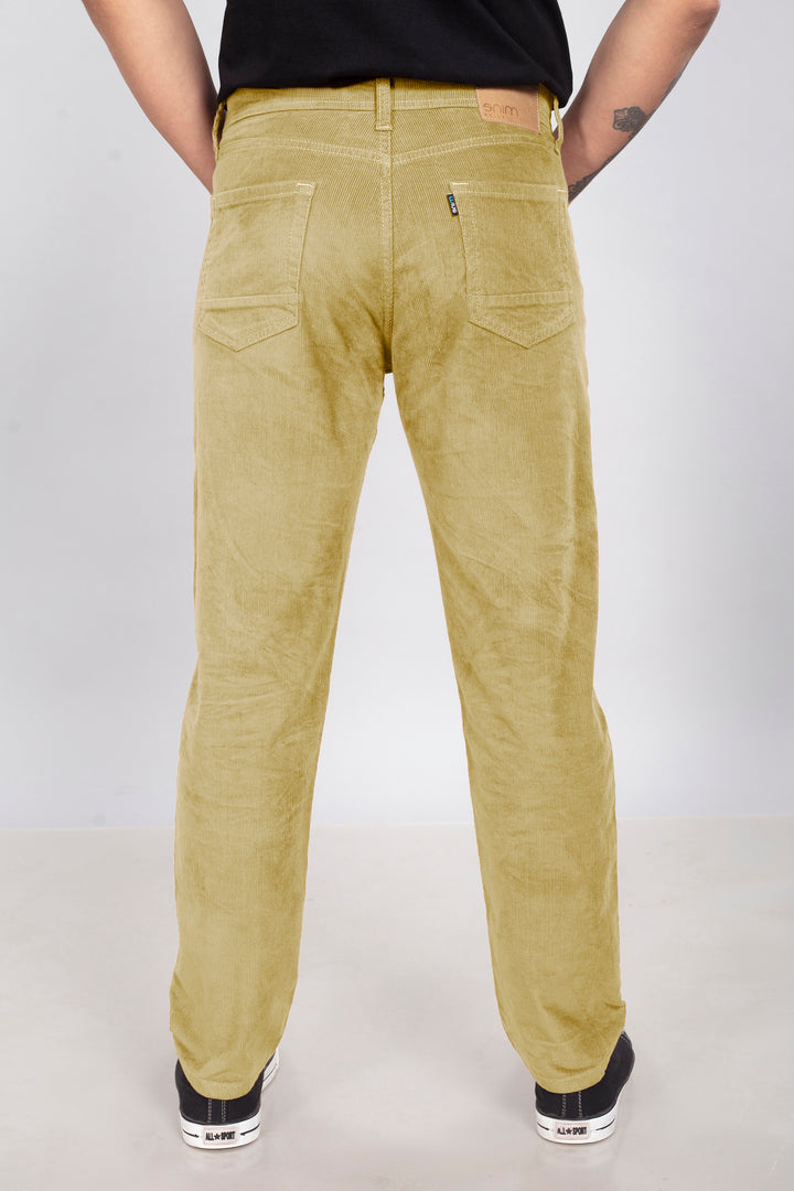 Custom made Beige Stretch Corduroy Jeans for Men