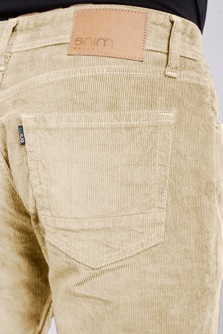 Custom-Made Cream Corduroy Pants for Men