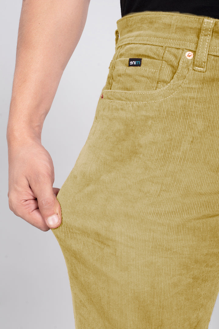 Custom made Beige Stretch Corduroy Jeans for Men