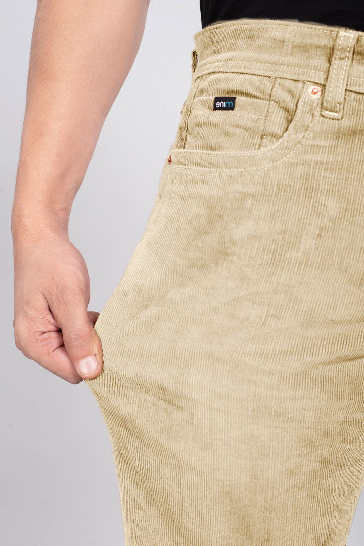 Custom-Made Cream Corduroy Pants for Men