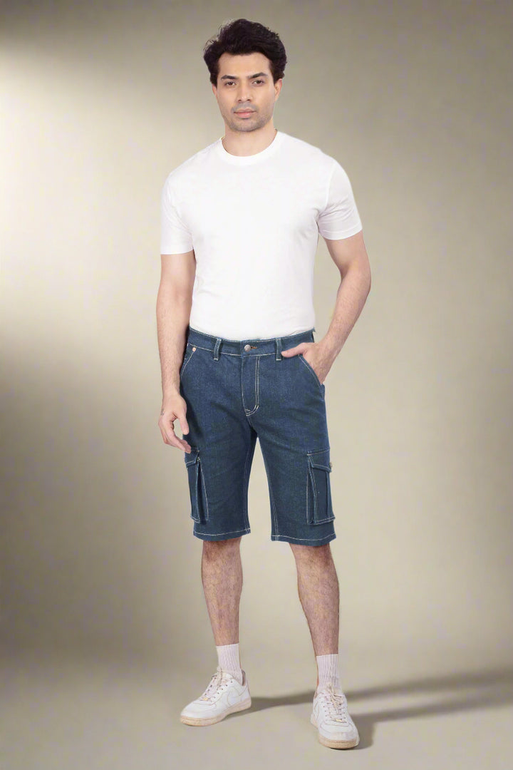 Custom made Raw Indigo Cargo shorts for Men