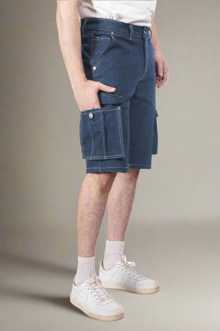 Custom made Raw Indigo Cargo shorts for Men