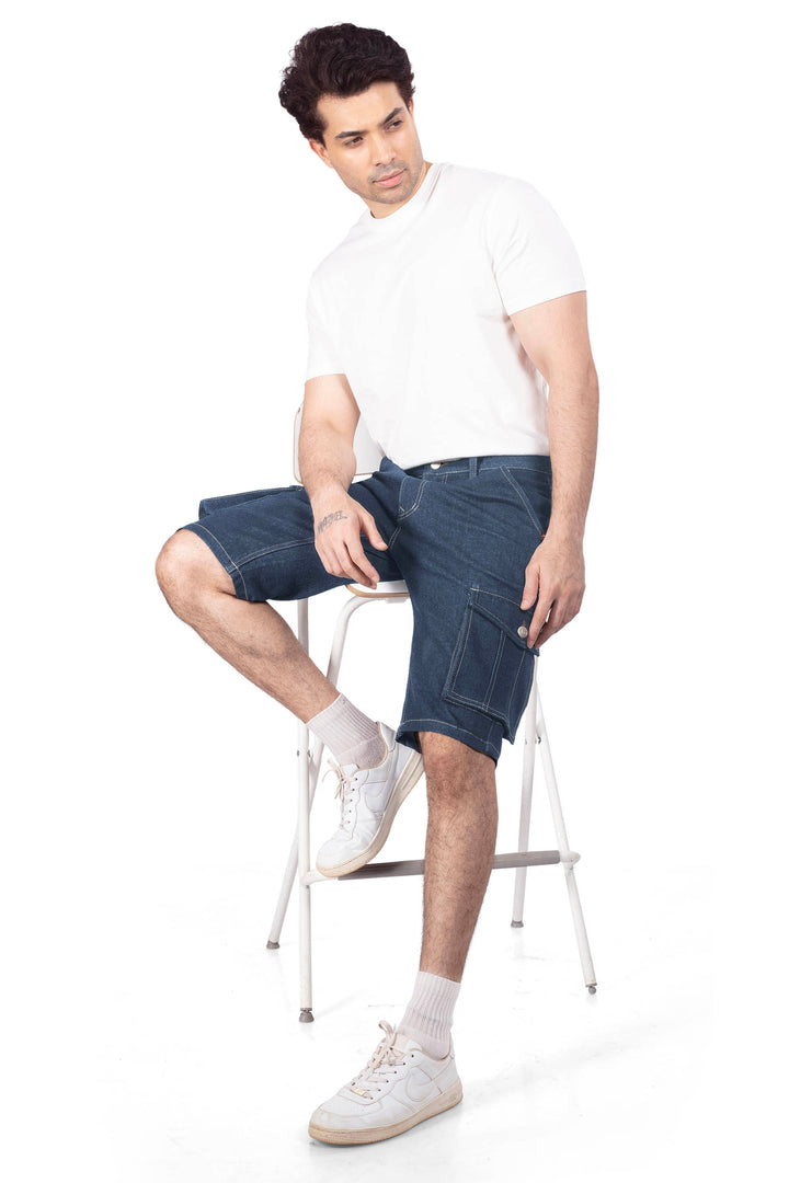 Custom made Raw Indigo Cargo shorts for Men