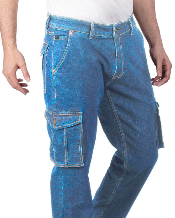 Mid Blue Denim Cargo