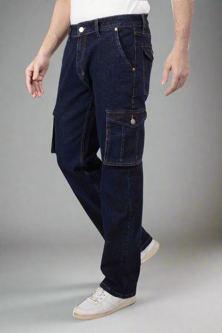 Custom Made Deep Space Blue Men's Straight Fit Cargo 