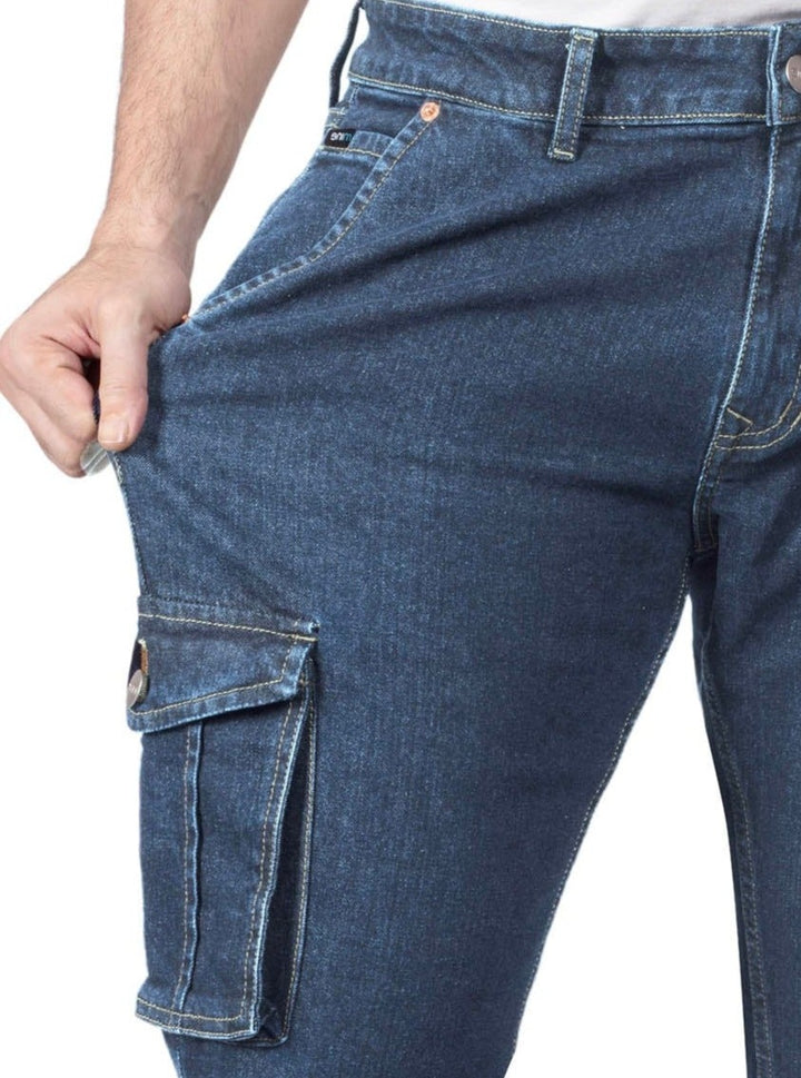 Custom Made Raw Indigo Men's Straight Fit Cargo