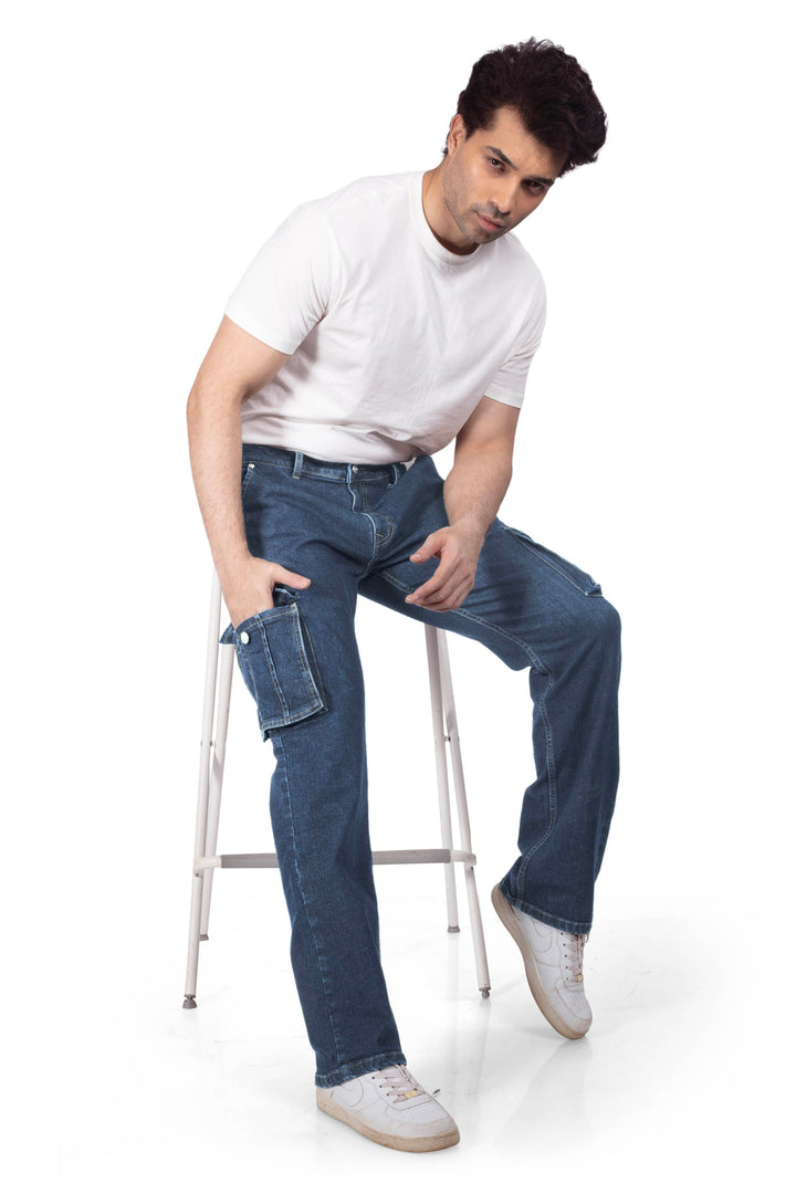 Custom Made Raw Indigo Men's Straight Fit Cargo
