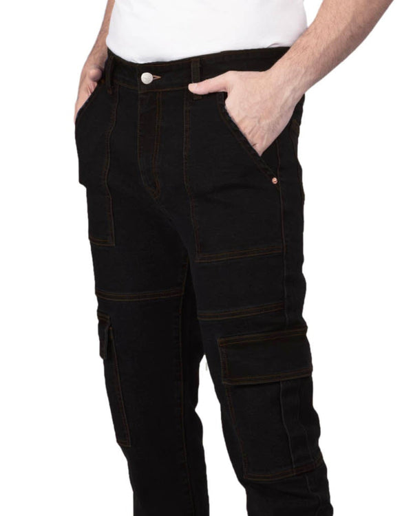 Pure Black Denim Neo Cargo