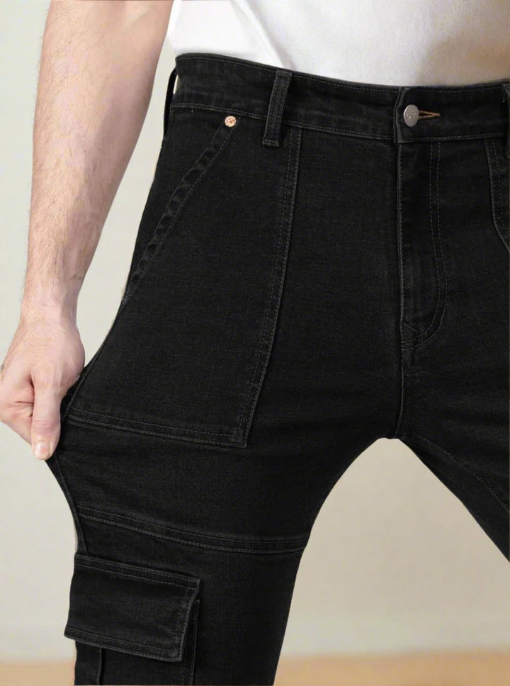 Custom Made Carbon Black Men's Neo Straight Fit Cargo
