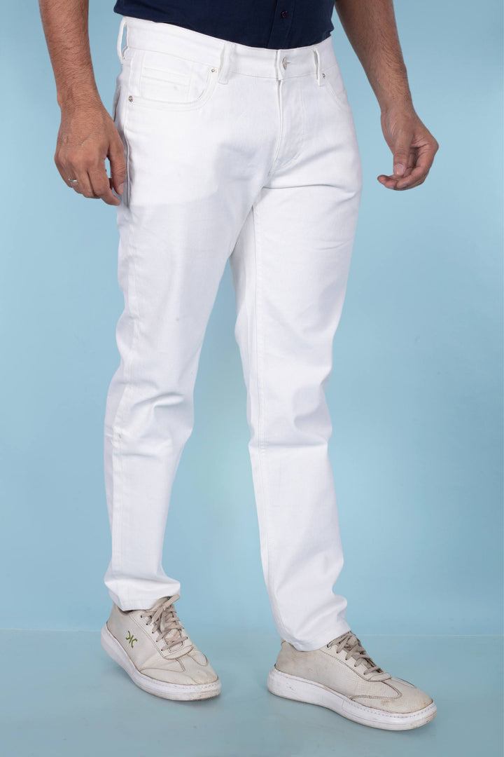 Custom made Pure White Straight Fit Jeans for Men
