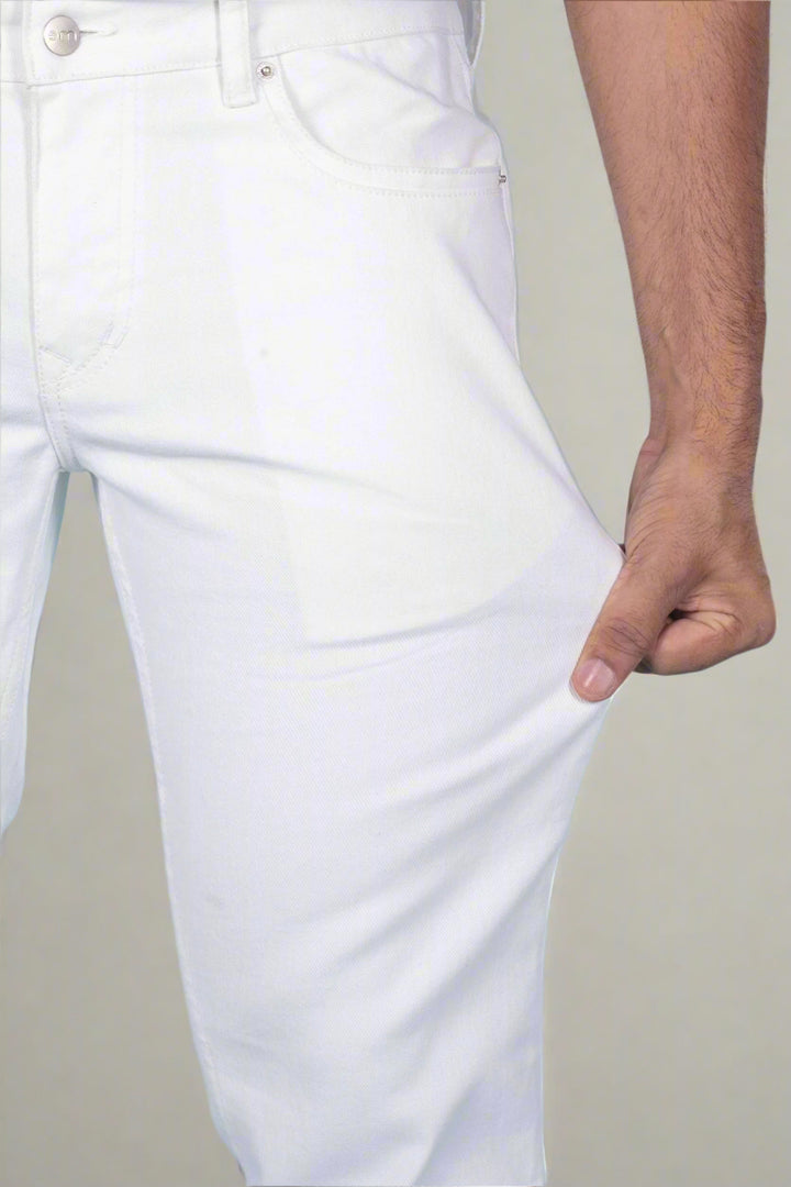 Custom made Pure White Slim Fit Jeans Pants for Men