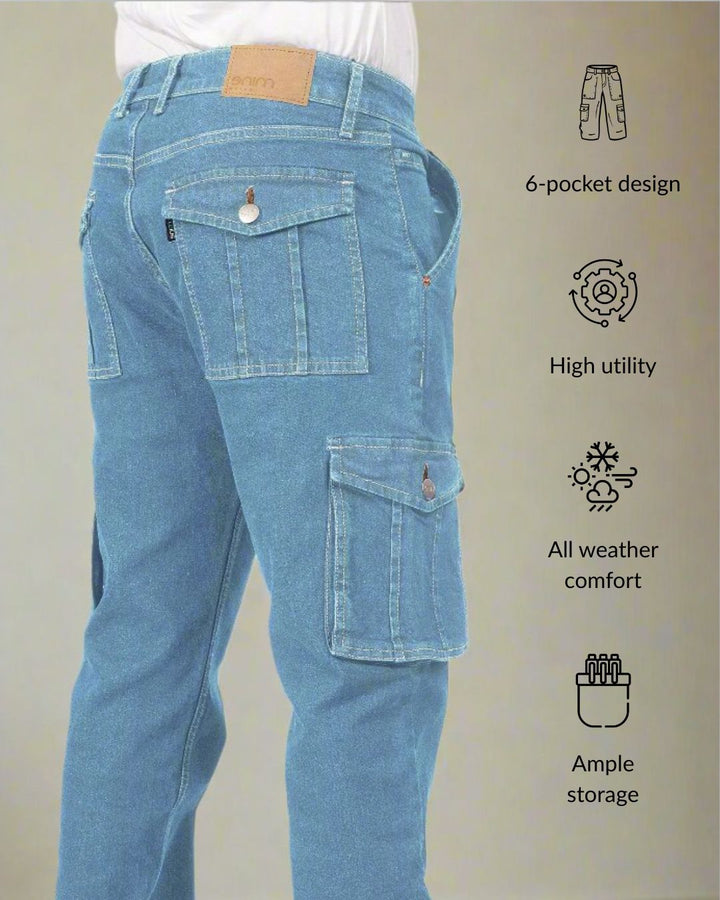 Custom Made Glacier Blue Men's Straight Fit Cargo 
