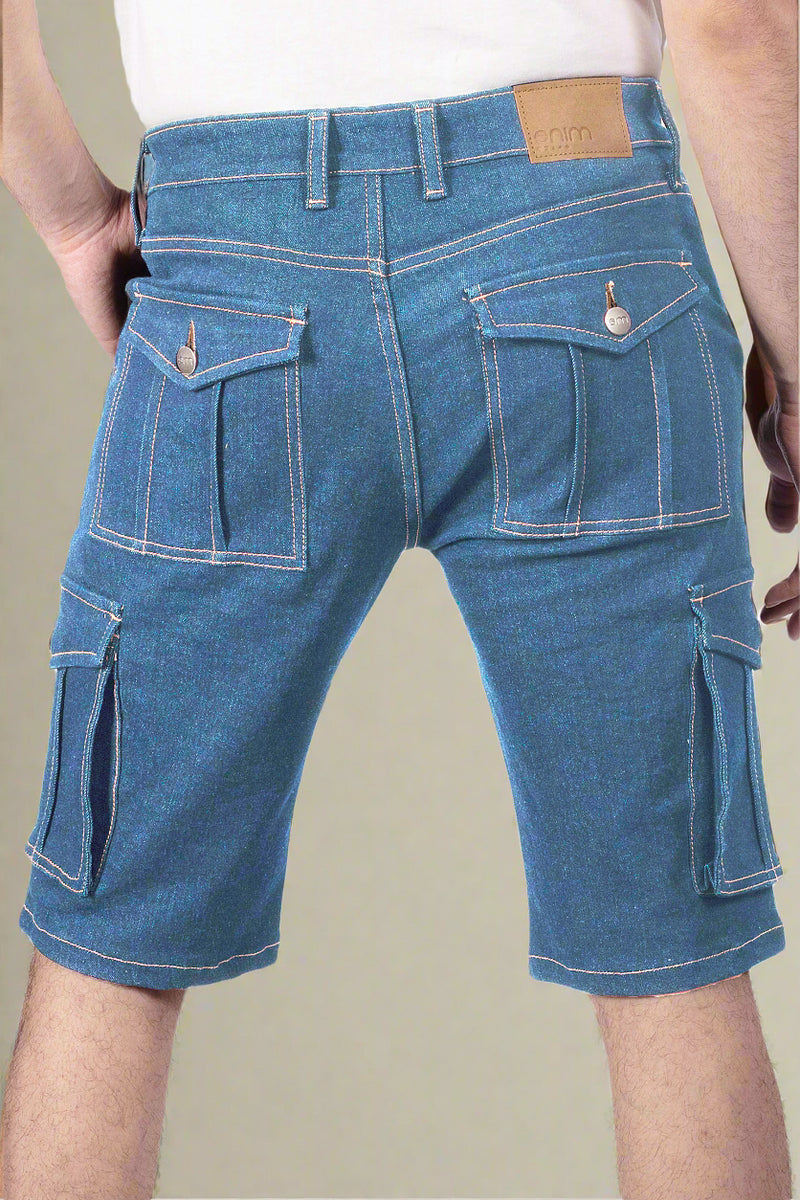 Custom Made Mid Blue Mens Cargo Shorts