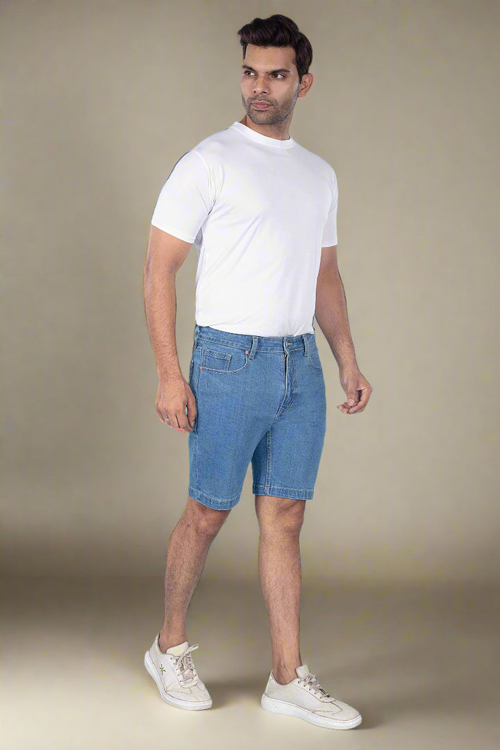 Custom Made Mid Blue Mens Denim Shorts 