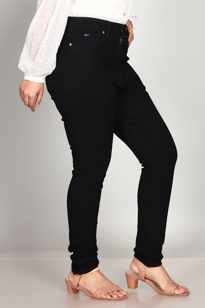 Custom Made Pure Black Women's Skinny Fit Jeans