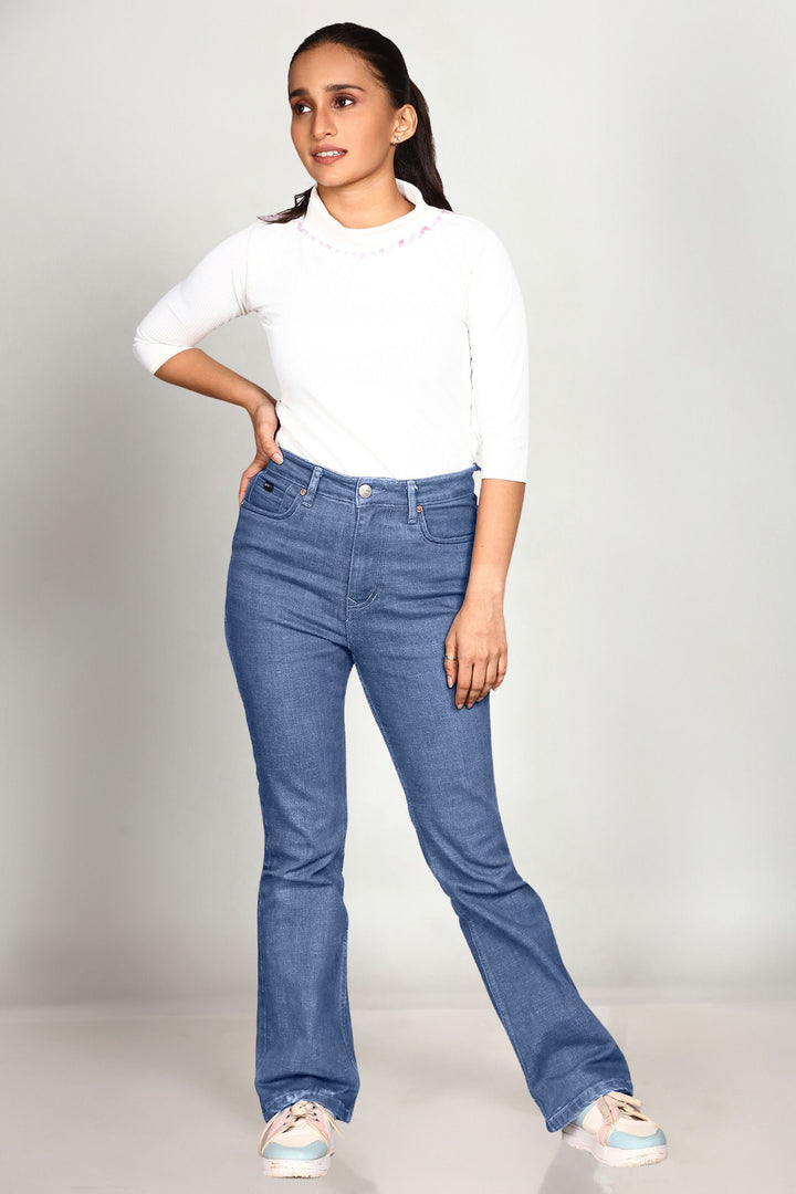 Custom Made Mid Blue Women's Boot Cut Jeans