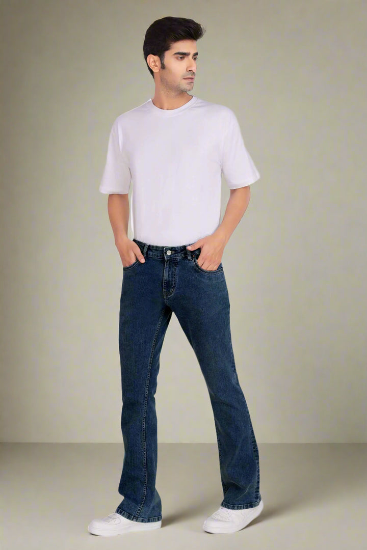Custom made Deep Space Blue Mens Bootcut Jeans Pants