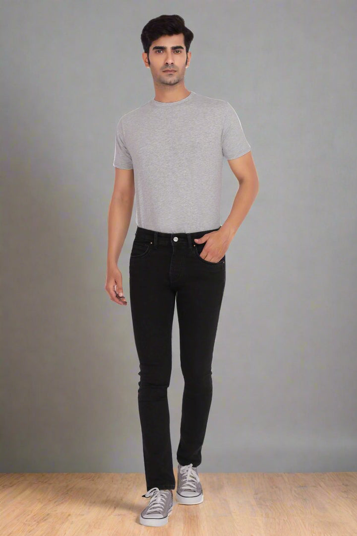 Custom made Carbon Black Slim Fit Jeans Pants for Men