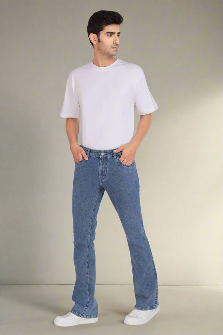 Custom made Mid Blue Mens Bootcut Jeans Pants