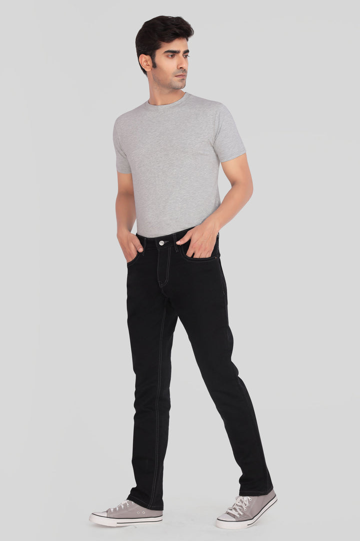 Custom Made Pure Black Men's Skinny Fit Jeans Pants