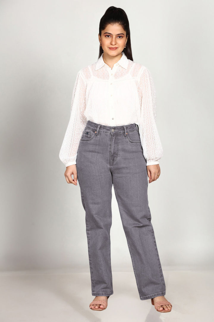 Custom Made Charcoal Women's Straight Fit Jeans