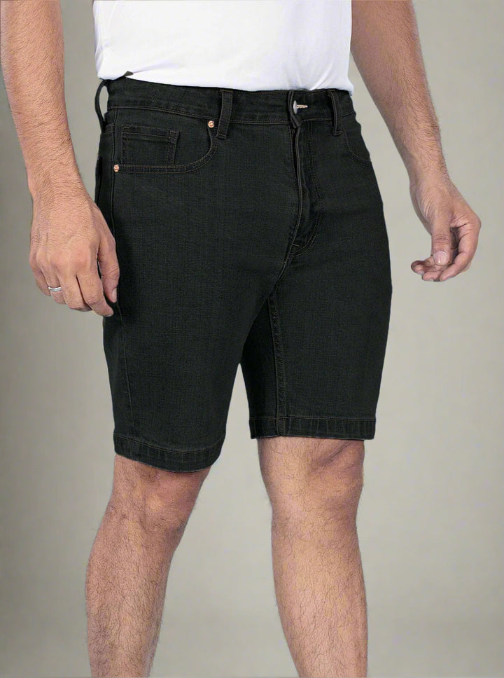 Custom Made Carbon Black Denim Shorts for men