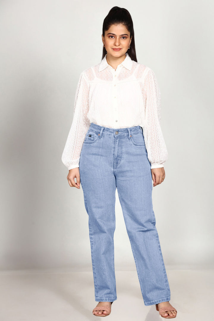 Custom Made Glacier Blue Women's Straight Fit Jeans