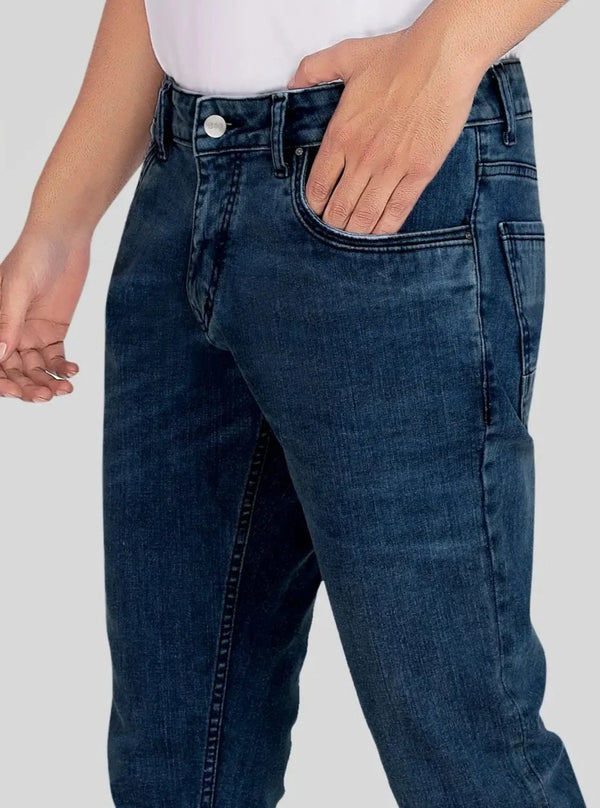 Custom Made Deep Space Blue Men's Skinny Fit Jeans Pants