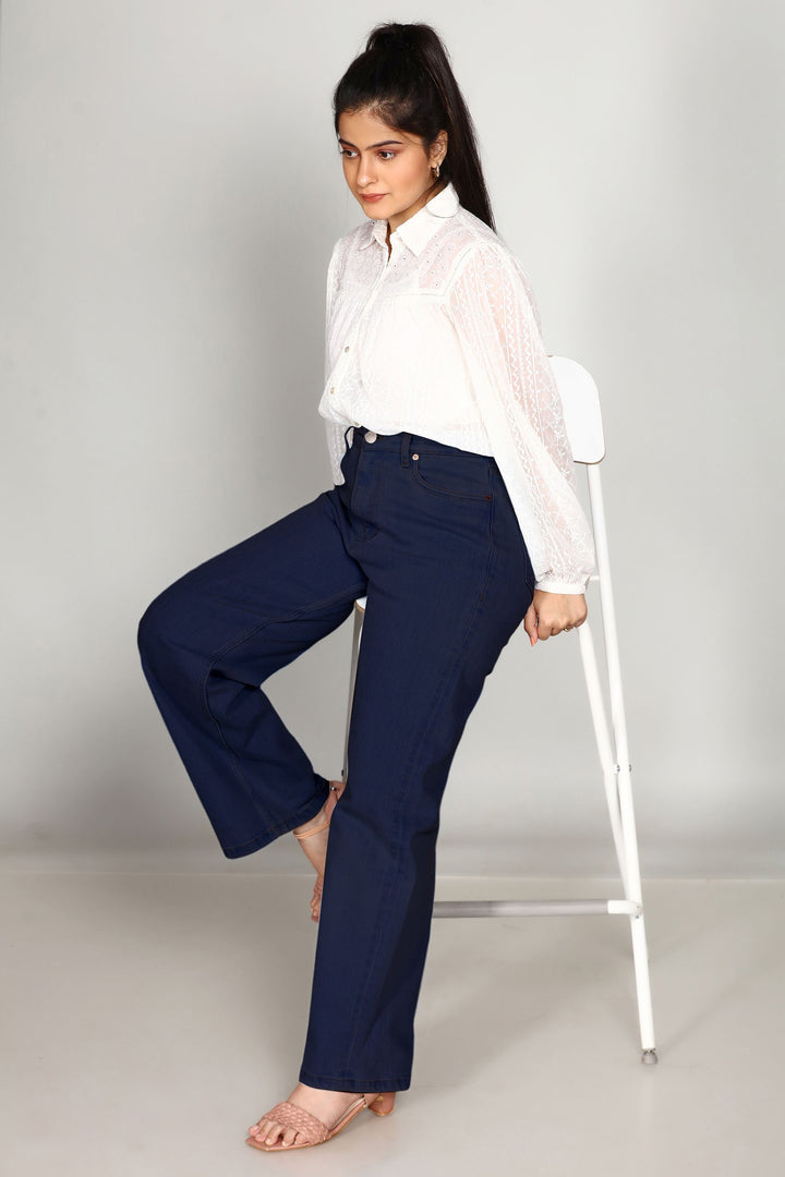Custom Made Deep Space Blue Women's Wide Leg Jeans