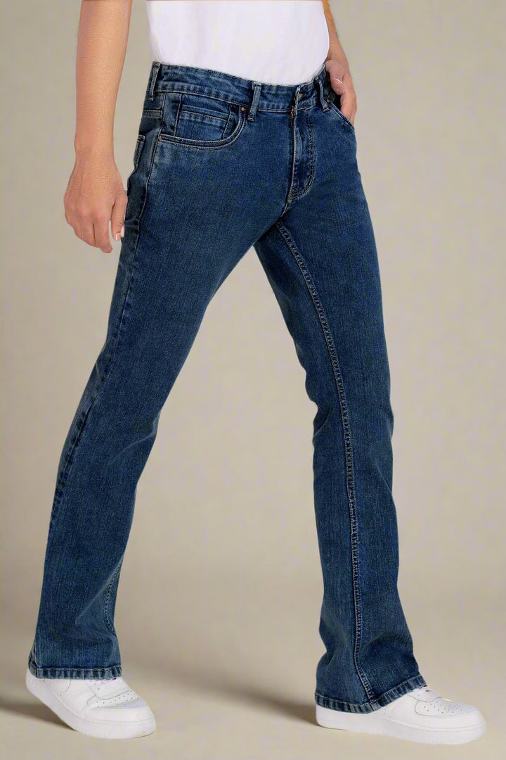 Custom made Deep Space Blue Mens Bootcut Jeans Pants